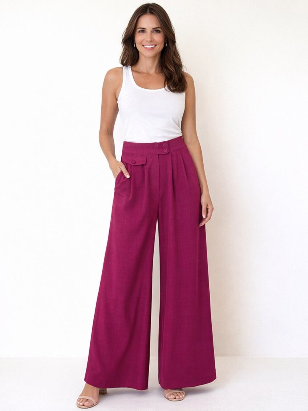Flying Tomato Magenta Palazzo Pants | Size Small | High Rise Wide Leg